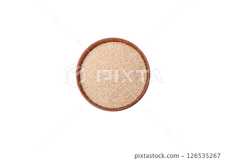 White sesame seeds in a bowl, an ingredient for making vegetarian food 126535267