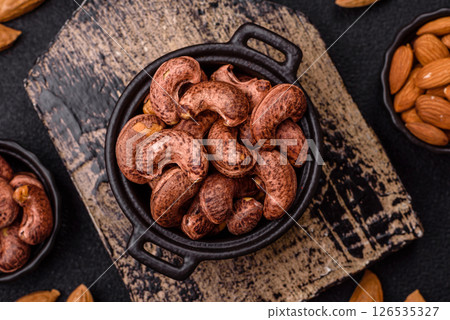 Cashew nuts in shell in bowl Cashew nuts in shell in bowl 126535327
