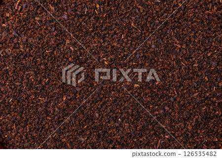 Black tea dry crushed in bowl Black tea dry crushed in bowl 126535482