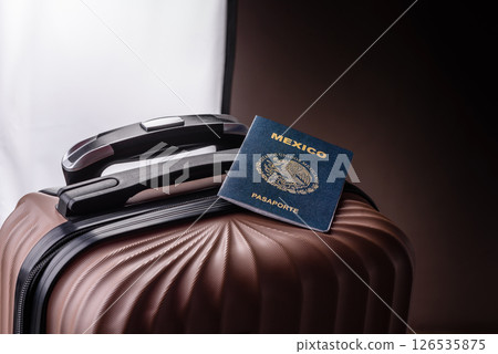 International passport of a citizen of Mexico on a suitcase International passport of a citizen of Mexico on a suitcase 126535875