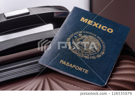 International passport of a citizen of Mexico on a suitcase 126535879