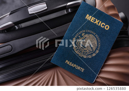 International passport of a citizen of Mexico on a suitcase International passport of a citizen of Mexico on a suitcase 126535880