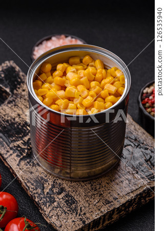 Sweet yellow canned corn in bowl Sweet yellow canned corn in bowl 126535940