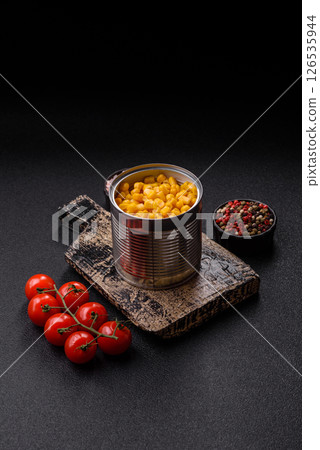 Sweet yellow canned corn in bowl Sweet yellow canned corn in bowl 126535944