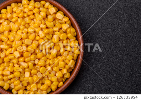 Sweet yellow canned corn in bowl Sweet yellow canned corn in bowl 126535954