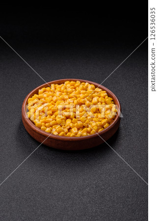 Sweet yellow canned corn in bowl Sweet yellow canned corn in bowl 126536035