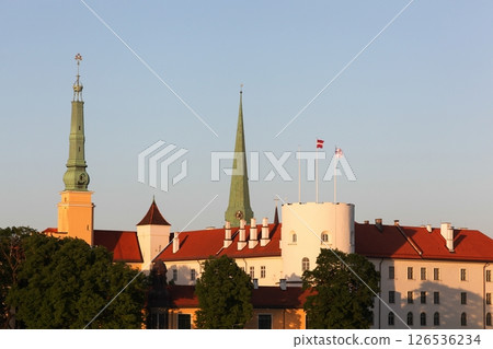 Riga castle is a castle on the banks of river Daugava and the official residence of the president of Latvia in Riga, the capital of Latvia Riga castle is a castle on the banks of river Daugava and the official residence of the president of Latvia in Riga, the capital of Latvia 126536234