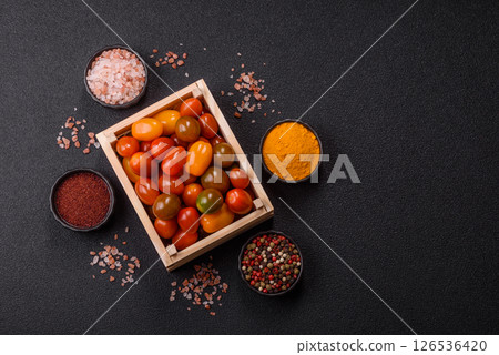 Tomatoes of different colors as a vegetable meal Tomatoes of different colors as a vegetable meal 126536420