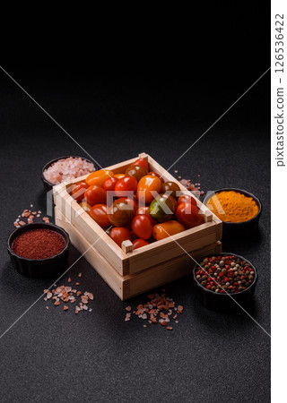 Tomatoes of different colors as a vegetable meal Tomatoes of different colors as a vegetable meal 126536422