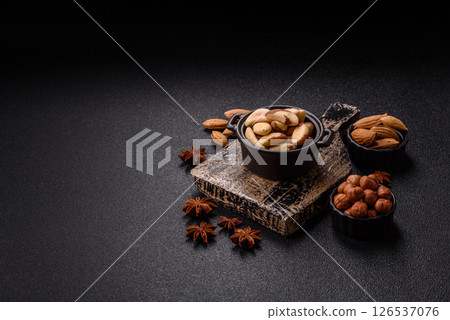 Brazil nut kernels in ceramic bowl Brazil nut kernels in ceramic bowl 126537076