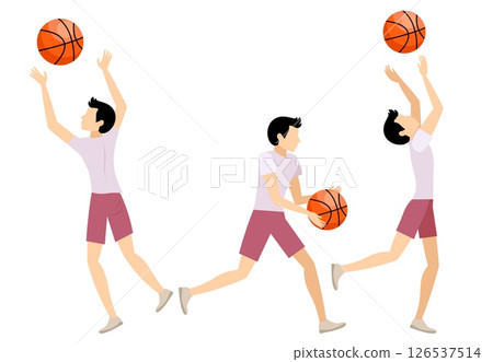 Vector people. Sport. A teenager throws a basketball. Vector illustration, Vector people. Sport. A teenager throws a basketball. Vector illustration, 126537514