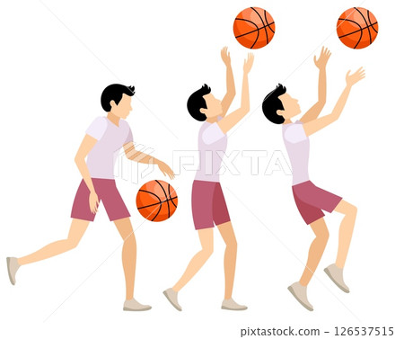Vector people. Sport. A young man is playing with a basketball. Vector illustration, Vector people. Sport. A young man is playing with a basketball. Vector illustration, 126537515