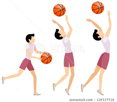 Vector people. Sport. A young man trains with a basketball. Vector illustration, Vector people. Sport. A young man trains with a basketball. Vector illustration, 126537516