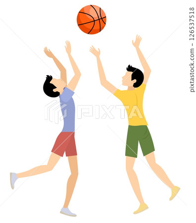 Vector people. Sport. The boys are throwing a basketball. Vector illustration, Vector people. Sport. The boys are throwing a basketball. Vector illustration, 126537518