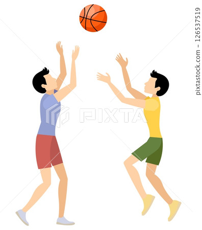 Vector people. Sport. The boys are training with a basketball. Vector illustration, Vector people. Sport. The boys are training with a basketball. Vector illustration, 126537519