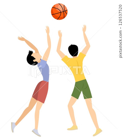 Vector people. Sport. Teenagers play with a basketball. Vector illustration, Vector people. Sport. Teenagers play with a basketball. Vector illustration, 126537520