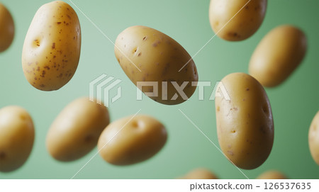 The dynamism of floating new potatoes 126537635