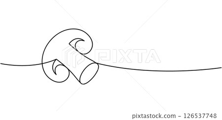 Fresh mushroom one line continuous drawing. Organic vegetable. Vector illustration Fresh mushroom one line continuous drawing. Organic vegetable. Vector illustration 126537748