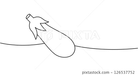 Fresh eggplant one line continuous drawing. Organic vegetable. Vector illustration Fresh eggplant one line continuous drawing. Organic vegetable. Vector illustration 126537752