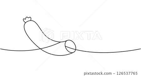Fresh sausage one line continuous drawing. Butchery sausages menu. Vector illustration. Fresh sausage one line continuous drawing. Butchery sausages menu. Vector illustration. 126537765