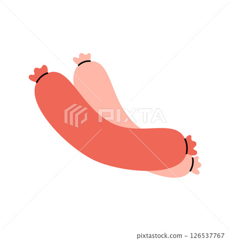 Frankfurters sausages. Butchery sausages menu. Vector illustration. Frankfurters sausages. Butchery sausages menu. Vector illustration. 126537767