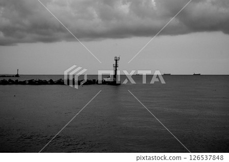 Lonely beacon in the sea 126537848