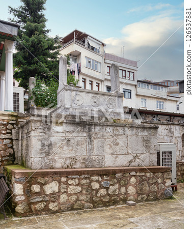 Historic Ottoman Tomb with Modern Buildings in Istanbul, Turkey 126537881