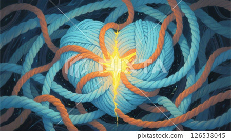 A heart made of tangled yarn - an image of the tangled mind (psychology illustration) 126538045