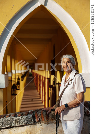 Senior woman tourist in Cartagena de Indias. Active senior concept. Senior lifestyle concept. Senior woman tourist in Cartagena de Indias. Active senior concept. Senior lifestyle concept. 126538171