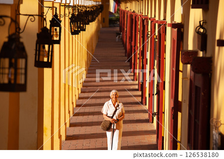 Senior woman tourist in Cartagena de Indias. Active senior concept. Senior lifestyle concept. Senior woman tourist in Cartagena de Indias. Active senior concept. Senior lifestyle concept. 126538180