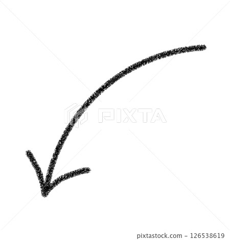Black curved arrow illustration hand-drawn crayon style icon 126538619
