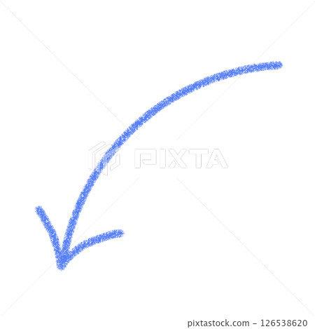 Blue curved arrow illustration (hand-drawn, crayon style) icon 126538620