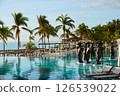 pool with palm trees 126539022