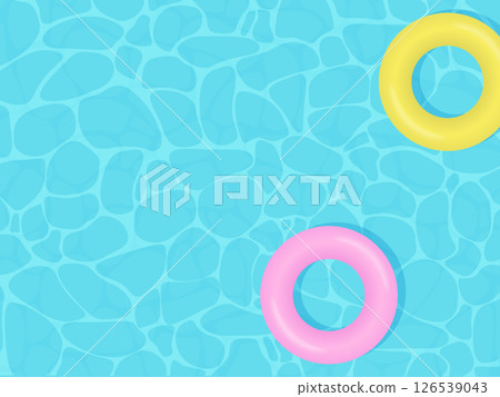 Illustration of a swim ring floating in a summer pool 126539043