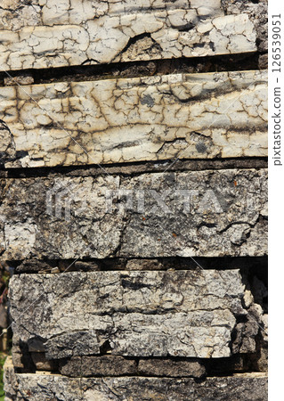 Close-up Building Detail Historical Brick Wall Located in Rural TX 126539051