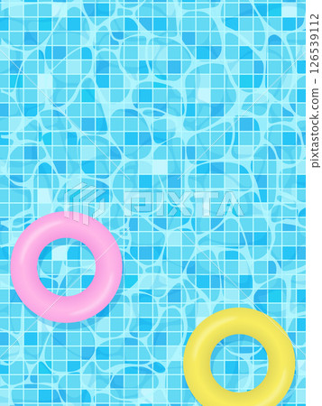 Illustration of a swim ring floating in a summer pool 126539112