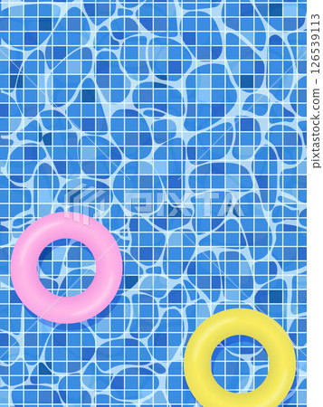 夏季泳池中漂浮的游泳圈插圖 126539113