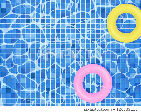 Illustration of a swim ring floating in a summer pool 126539115