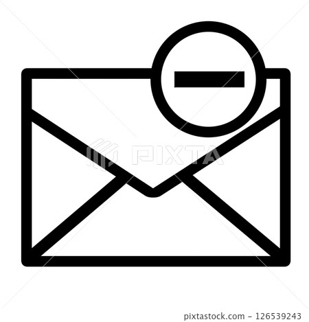 Mail icon with a minus sign to indicate deletion or disabling 126539243