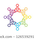 Illustration of people. A group of ten people in a circle. 126539291