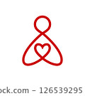 Pictogram of a human figure with a heart. The icon of the donor, a volunteer philanthropist. 126539295