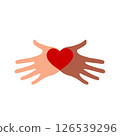 Heart in hands on a white background. color symbol. 126539296