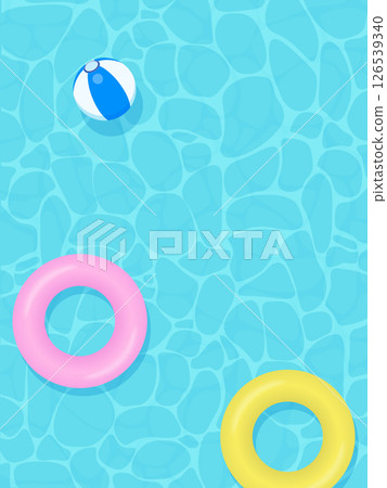 Illustration of a swim ring floating in a summer pool 126539340