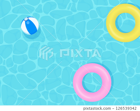 Illustration of a swim ring floating in a summer pool Illustration of a swim ring floating in a summer pool 126539342