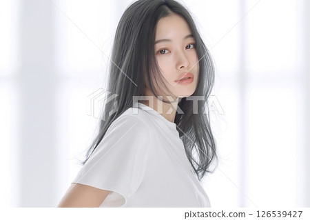 Beautiful long-haired woman "AI generated image" 126539427
