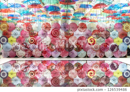 Herb garden's colorful "Umbrella Sky", Inawashiro Town, Fukushima Prefecture 126539486