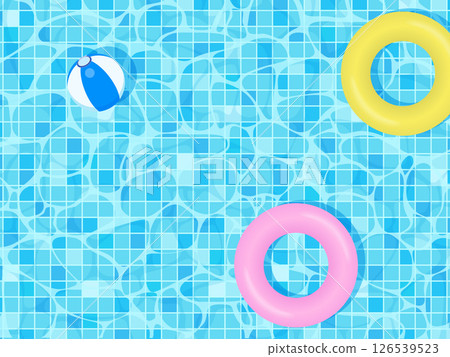 Illustration of a swim ring floating in a summer pool 126539523