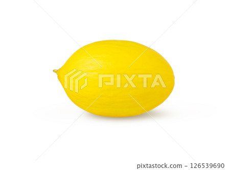 Fresh yellow honey melon isolated on white background with clipping path. 126539690