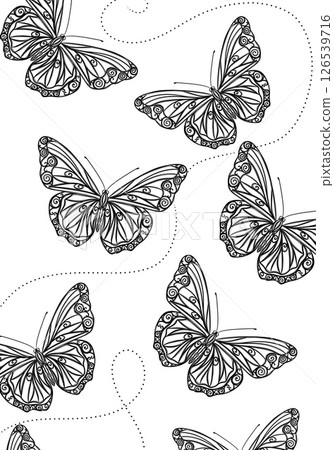 Pattern art butterfly, Layout for printing illustrations on T-shirts, notepads, covers 126539716