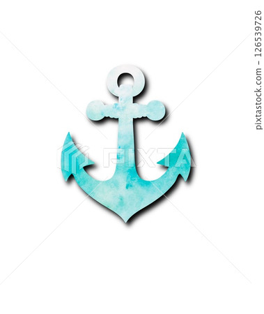 Sea anchor watercolor - beautiful anchor silhouette isolated on white background Sea anchor watercolor - beautiful anchor silhouette isolated on white background 126539726